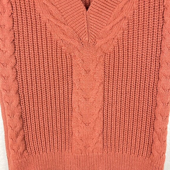 Coldwater Creek Men's Rust Chunky Cable Knit Pullover Textured Vest Sz L - Picture 8 of 12